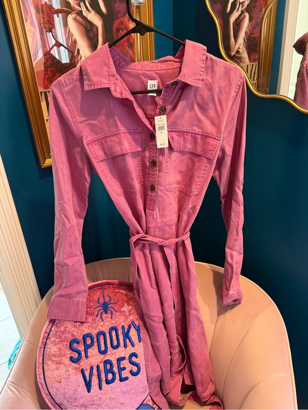 GAP Pink Shirt Dress with Tie Waist